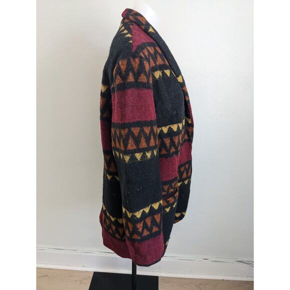 David Paul NY Size Large Southwestern Jacket Red Brown Yellow Wool Blend Pockets - Picture 7 of 11